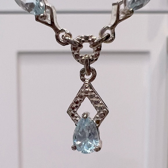 Sky Blue Topaz Sterling Silver Y Drop Necklace - Picture 4 of 10